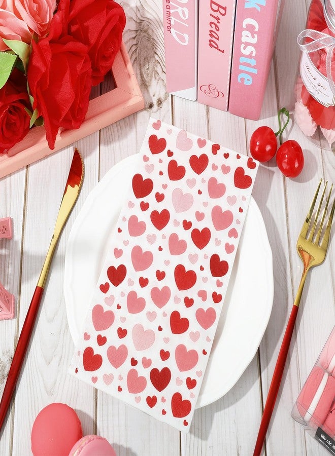 JarThenaAMCS مناديل ورقية للاستخدام مرة واحدة من JarThenaAMCS، بتصميم قلوب عيد الحب، ثلاث طبقات، ألوان أحمر، أبيض، وردي، مناسبة للعشاء، لتزيين طاولة الحفلات والمناسبات، 80 قطعة - Image 3